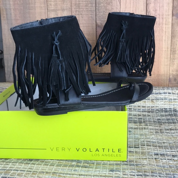 Very Volatile Los Angelas Fringed Sandals Size 10 - Picture 2 of 7
